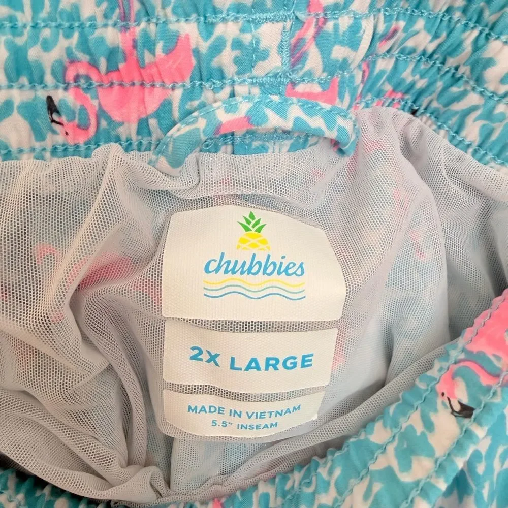 Chubbies The Domingos Are For Flamingos Lined Swim Trunks - Size 2XL